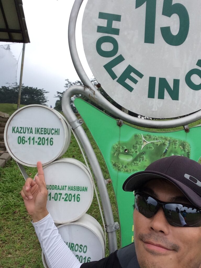 hole in one board with a man